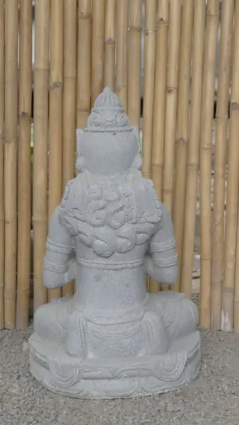 Product image 5 of the product “Seated Dewi Sri, position chakra turning the wheel, 79 cm high riverstone grey, modell with sativa ”